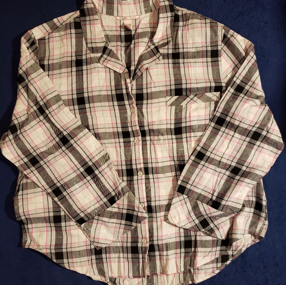 XL Victoria's Secret Shimmer Plaid Long Pajama Set